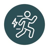 Energetic figure sprints with lightning speed. Icon symbol illustration vector