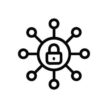 Security hub connecting multiple points. Icon symbol illustration vector