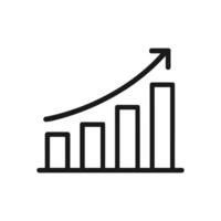 Ascending bar graph with upward arrow. Icon symbol illustration vector
