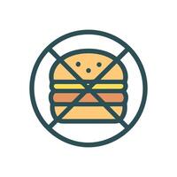 Banned burger a circle with crossed lines. Icon symbol illustration vector
