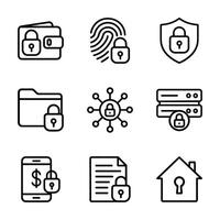 Secure digital elements protected by locks. Icon symbol illustration vector