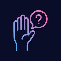 Enquiring hand reaching for knowledge. Icon symbol illustration vector