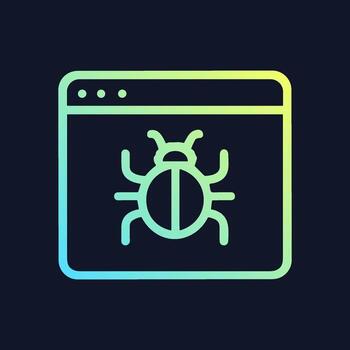 Cyber bug within a computer window. Icon symbol illustration vector