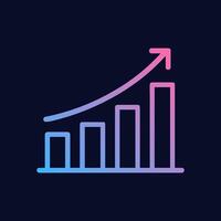 Gradient growth bar chart graphic. Icon symbol illustration vector