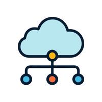 Cloud Network Connection with Nodes. Icon symbol illustration vector