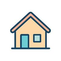Simple house with door and window. Icon symbol illustration vector
