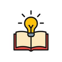 Book illuminated by knowledge. Icon symbol illustration vector