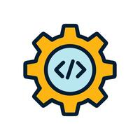 Gear with code symbol. Icon symbol illustration vector