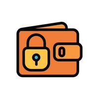 Secure wallet with zero balance inside. Icon symbol illustration vector