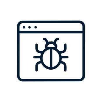 programa interfaz infestado por un bicho. icono símbolo ilustración vector