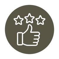 Thumbs up with three stars approval. Icon symbol illustration vector