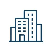 Cityscape buildings line drawing with windows. Icon symbol illustration vector