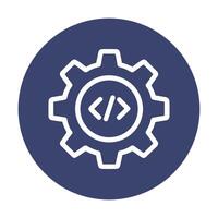 Software settings cog with code brackets. Icon symbol illustration vector