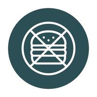 Forbidden burger circle with burger crossedout. Icon symbol illustration vector