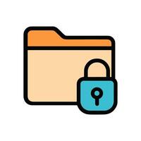 Secure Folder Orange File With Blue Lock. Icon symbol illustration vector