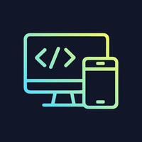 Code on desktop smartphone next. Icon symbol illustration vector