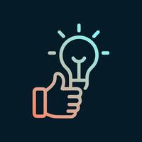 Bright Idea A hand holds a glowing bulb. Icon symbol illustration vector