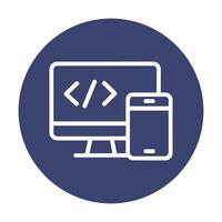 App development icon against navy backdrop. Icon symbol illustration vector