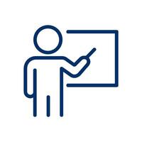 Instructor pointing at a screen. Icon symbol illustration vector