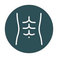 Sixpack abs icon in teal circle. Icon symbol illustration vector