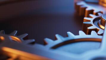 Looping animation of a mechanical structure made of metal gears. video