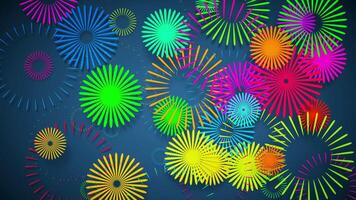 Vibrant 3D animation with cartoon-style fireworks in motion. looping animation. video