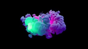 A fantastic illuminated explosion forming a cloud of gradient colors. From Alpha video