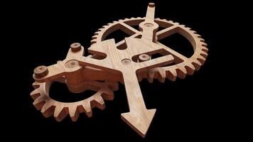 Looping animation of a group of wooden gears. Alpha Channel. video