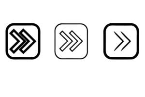 Black and white arrow icons with circular and rectangular designs for next and previous buttons in websites and apps button icon set vector