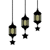 Traditional Ramadan lanterns illuminated by soft glow and adorned with golden accents for a warm, welcoming celebration of the Islamic holy month Ramadan Islamic icon vector