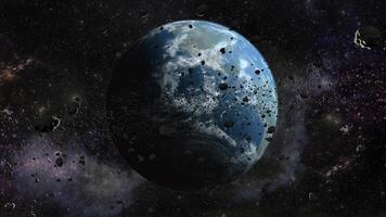 Exploring the beauty and mystery of a distant planet amidst asteroid field video
