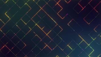 Colorful geometric patterns and lines create a mesmerizing visual effect over a dark background video