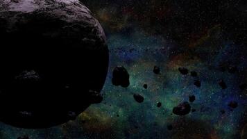 Explore the vastness of space with floating asteroids and celestial wonders video