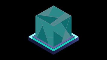 Isometric futuristic server animation. Isometric database or data center. Abstract blockchain. Computer storage. Cloud storage. Transparent background, video