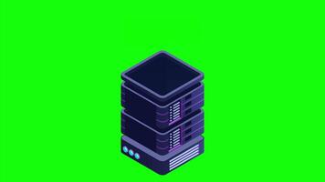 Isometric futuristic server animation. Isometric database or data center. Blockchain. Computer storage. Cloud storage. 4K animated in isometric style, video