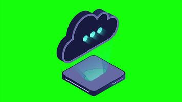 Isometric cloud database animation. Cloud computing and file cloud storage. Modern technology. Motion. 4K animated in isometric video