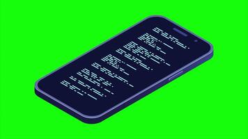 Isometric smartphone animation. Simple flat isometric phone. Smartphone device isometric technology. 4K animated. video