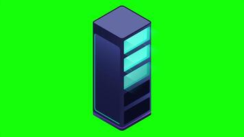 Isometric futuristic server animation. Isometric database or data center. Blockchain. Computer storage. Cloud storage. 4K animated in isometric style. video