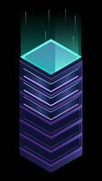 Isometric futuristic server animation. Isometric database or data center. Abstract blockchain. Computer storage. Cloud storage. Transparent. video