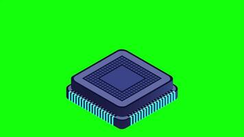 Isometric artificial intelligence chip animation. Artificial intelligence concept. Futuristic microchip processor. Motion graphic. 4K animated video