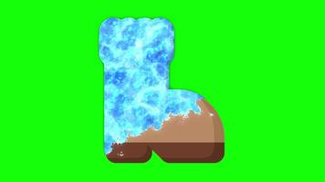 Snow boot animation. Warm snow boot. Simple illustration of snow boot. Frozen ice animation. 4K animation video