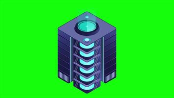 Isometric futuristic server animation. Isometric database or data center. Abstract blockchain. Computer storage. Cloud. 4K animated in isometric style. video