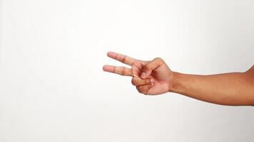 Hand gestures representing numbers one through five, isolated on a white background, useful for presentations video