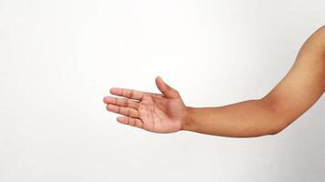 Human arm gestures, demonstrating various hand positions against a white background, movement series video