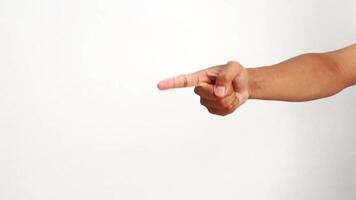 Various hand poses with a pointing finger against a clean white background showcase, a hand movement video