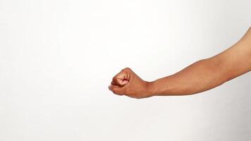 A sequence of hand gestures with arm isolated on white background showing different shapes video