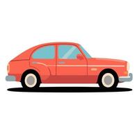 Side View of a Retro Red Car with Simple Design. vector