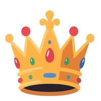 Golden Crown with Colorful Jewels Symbolizing Royalty and Power. vector
