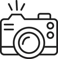 Simple black and white icon of a camera with a flash vector