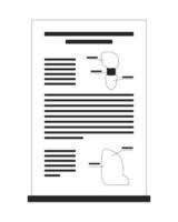 Science poster presentation with diagrams and text blocks 2D line object. Informative research paper. Engineering learning isolated clipart ink outline item. Monochrome spot illustration vector